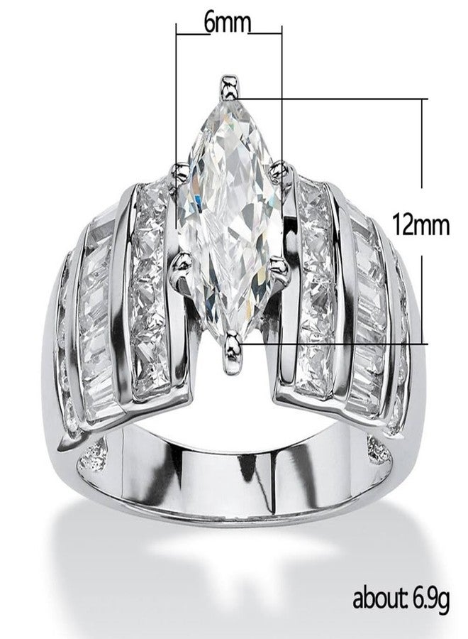 Hsitgexf Marquise/Cushion/Round Cut Baguette Engagement Ring for Women,Sterling Silver Simulated Diamond Cut Cubic Zirconia Wedding Band CZ Promise Ring (8) - Image 4